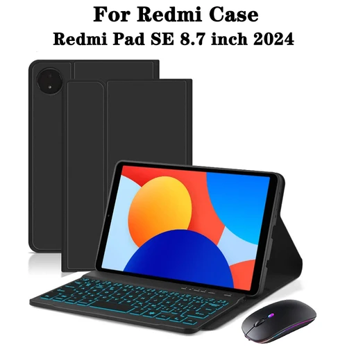 Funda para tableta Redmi Pad SE de 8,7 pulgadas, funda de teclado desmontable para Xiaomi Redmi Pad SE, funda de 8,7 pulgadas con portalápices