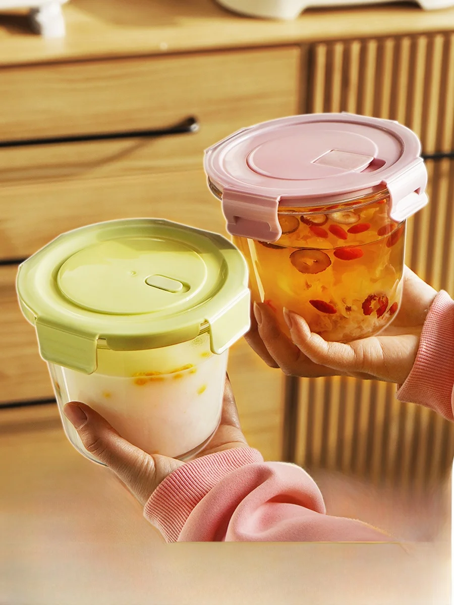 

Розовая и фиолетовая стеклянная суповая миска, контейнер для микроволновой печи, ланч-бокс, контейнер для хранения продуктов, бенто-бокс, коробка для фруктов для офисных работников