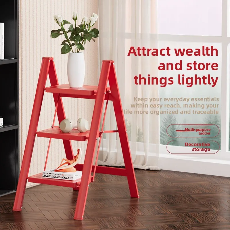 Foldable A Frame Ladder Indoor Safe Multifunctional Climbing Stool Ladder Home Folding Ladder Thickened Step Ladder