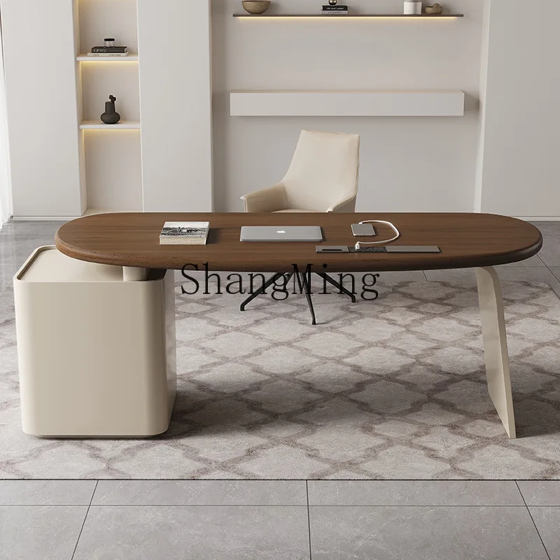 ZYY Moderner, minimalistischer Schreibtisch für Arbeitszimmer, Premium-Schreibtisch aus Sattelleder, leichter Luxus-Computertisch