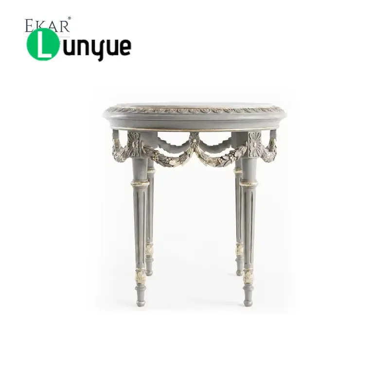 Round Side Table French Classical Neoclassical Style Deluxe Coffee Table for Living Room Bedroom Elegant Furniture Home Decor
