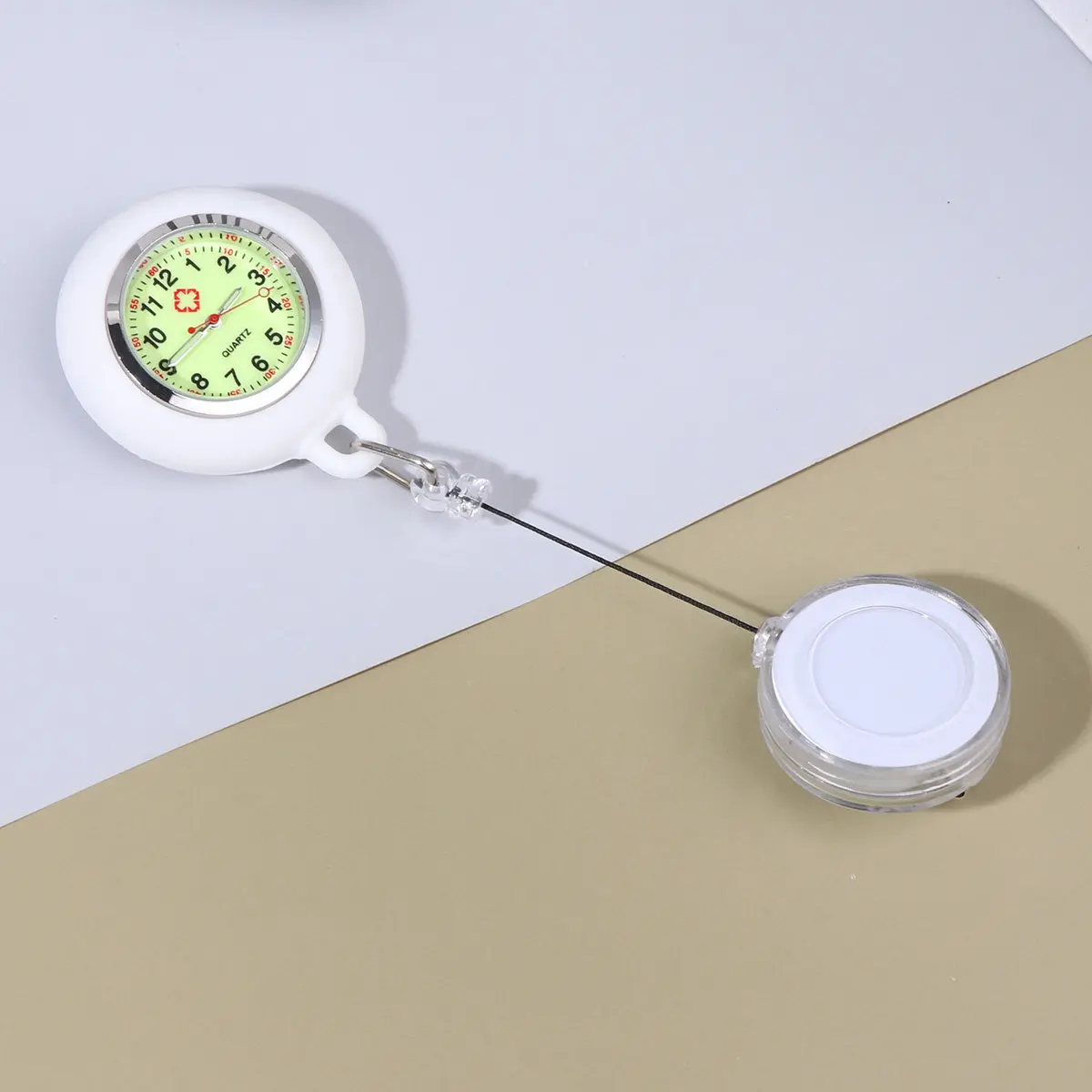 Nurse Pocket Watch Smiling Face Design Clip-on Hanging Pocket Watch for Men Women Students Luminous Dial Accurate Timekeeping