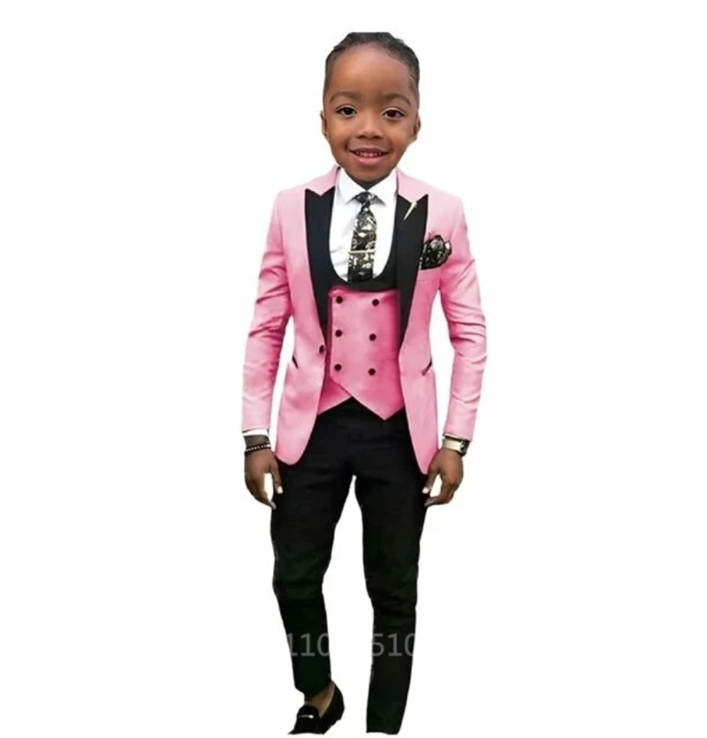 

Обычный костюм для мальчика, комплект из 3 предметов, умные костюмы с пиковыми лацканами для детей от 2 до 18 лет, наряд для свадебного гостя для детей