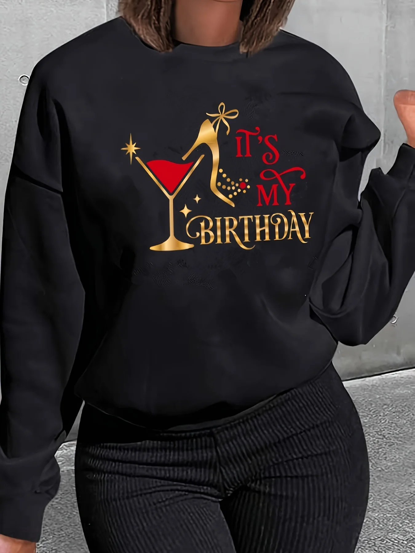 

Letter graphic fashionable sports sweatshirt, round-neck long-sleeved autumn and winter activity sweatshirt