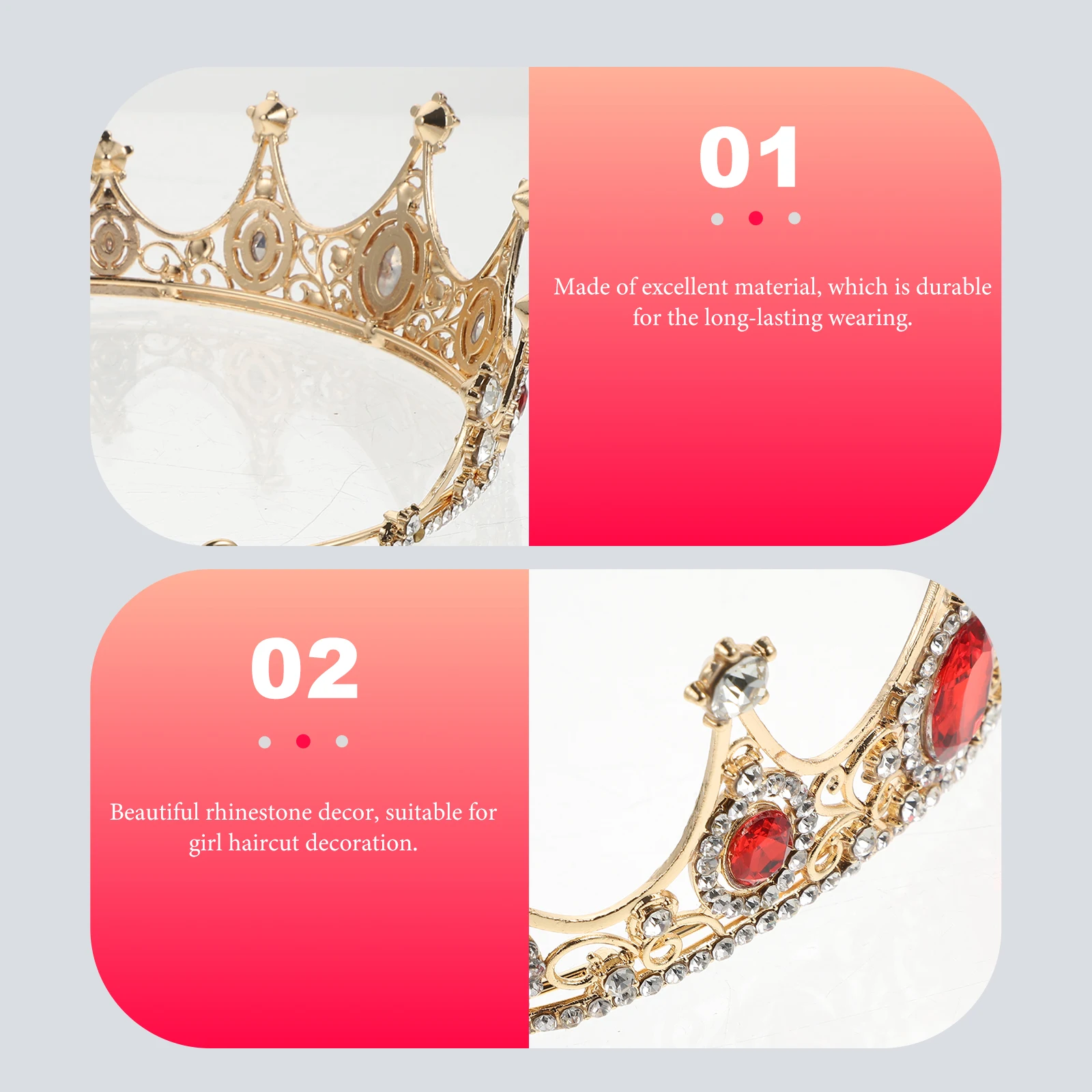 

Wedding Crown Hair Accessories Elegant Rhinestone Bride Headdress Baroque Tiara Alloy Girl Long Lasting Durable Beautiful Hair