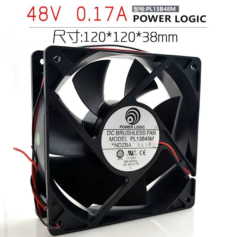 POWER LOGIC PL13B48M DC 48V 0.17A 120x120x38mm 2-Wire Server Cooling Fan