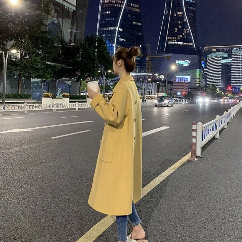Fall/Winter 2026 New Double-Sided Cashmere Jacket Women's Overcoat Fashion Long Korean Loose Woolen Windbreakers Female Outwear
