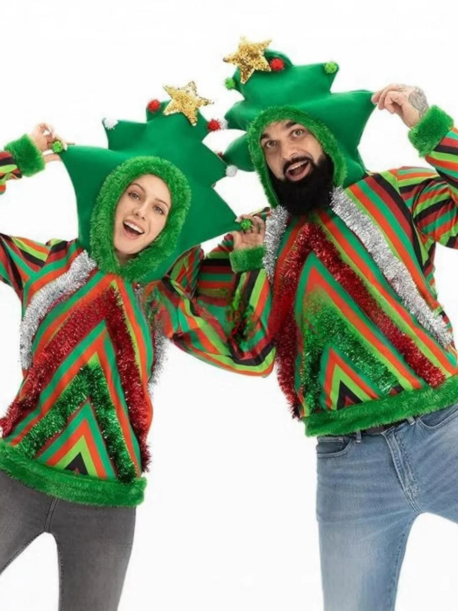 جديد Cisas loween Cisas Tree هوديي أعلى الأداء زي مادة البوليستر مرحلة الأداء الملابس للنساء