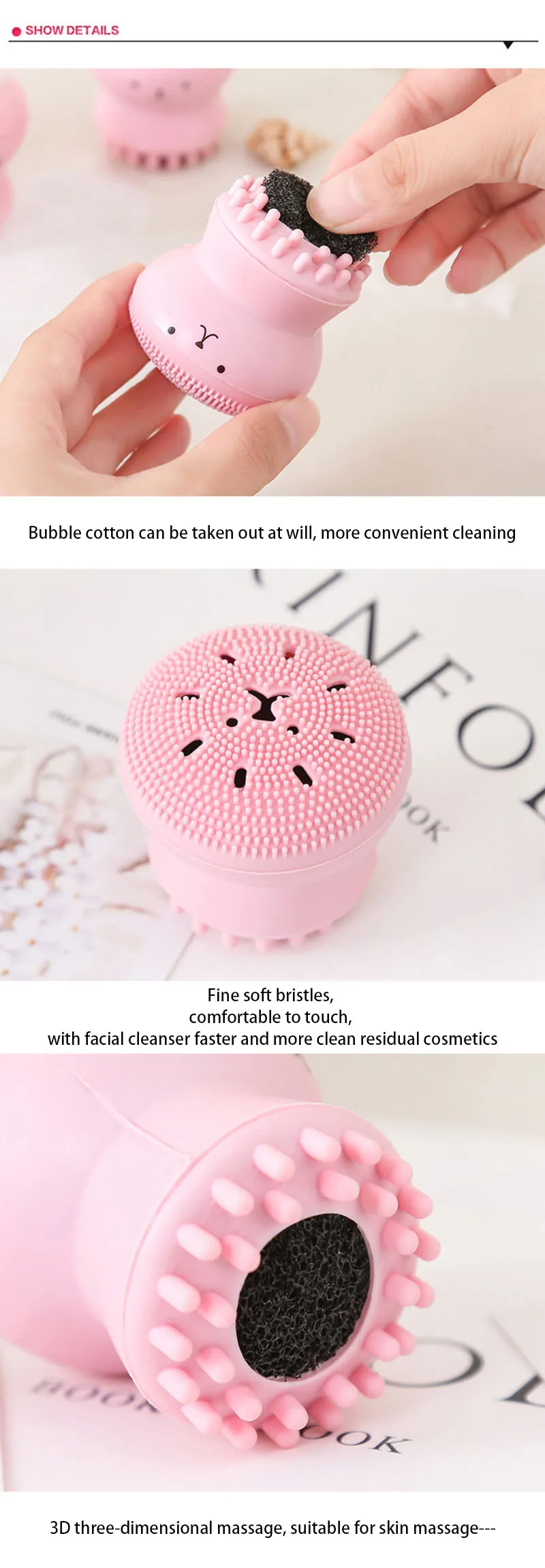 Cepillo de limpieza Facial de silicona con forma de pulpo, exfoliante profundo de poros, exfoliante Facial con espinillas, cepillo de lavado, herramienta de maquillaje