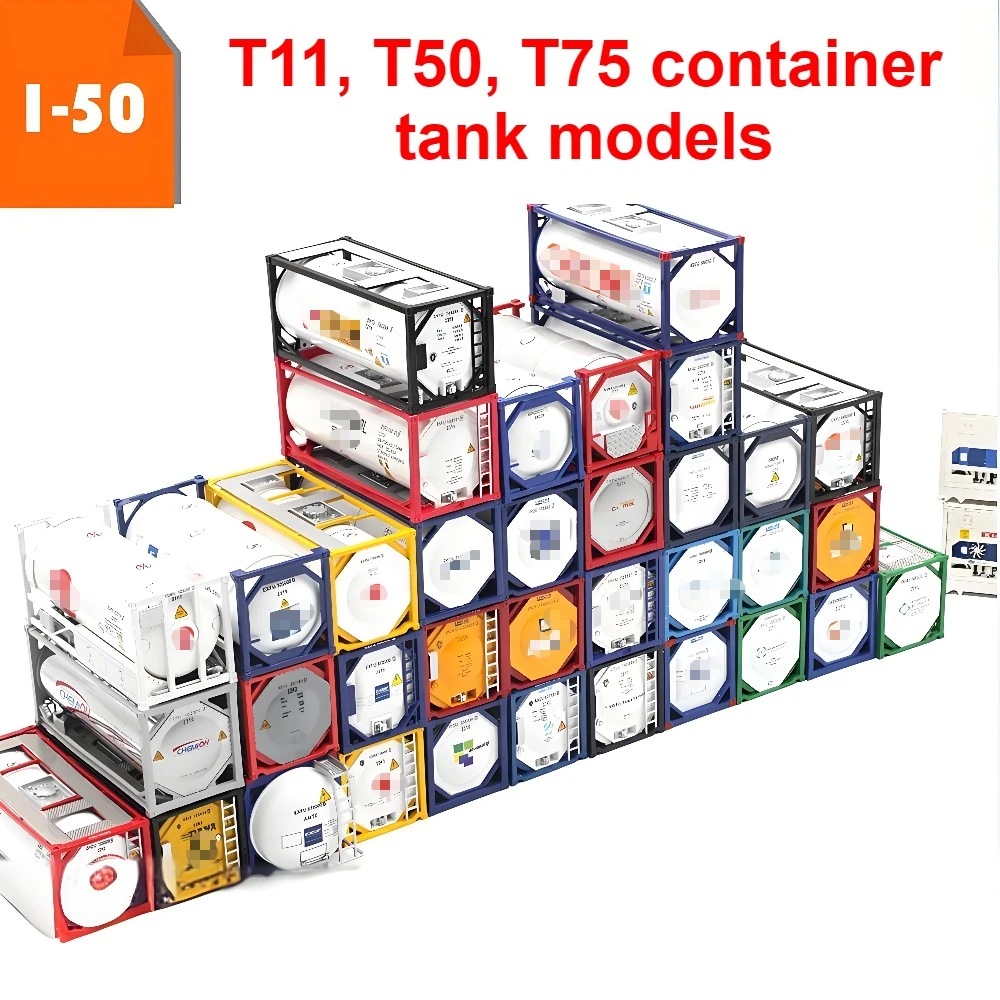 

1/50 Scale Model Trains, T11, T50, T75 Container Trains Freight Tank Containers Model Sculptures Boys' Toys and Gifts