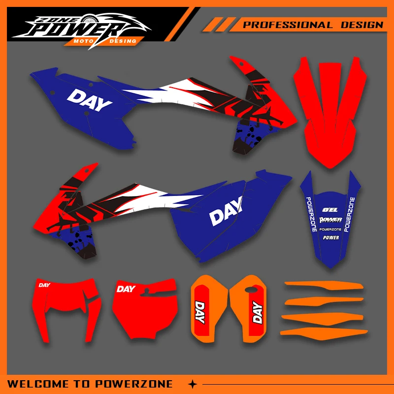 

POWERZONE Motocross Graphics Background Sticker Decal Kits For KTM 2016 2017 2018 SXF 2017 2018 2019 EXC Customized Number 03