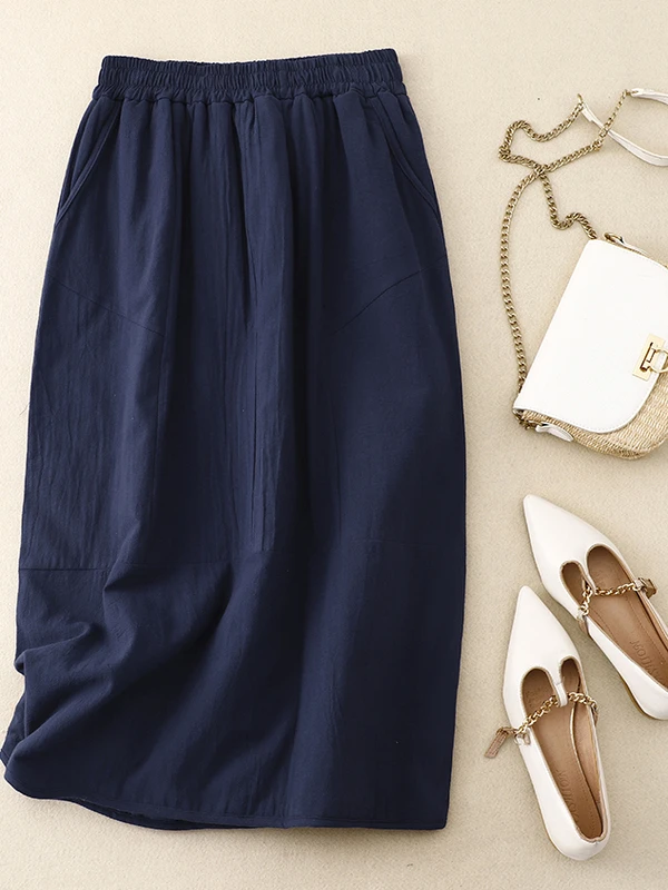 Gonna lunga in cotone retrò da donna taglie forti allentata tutto-fiammifero bocciolo di fiore lanterna gonna a trapezio pendolari Sle autunno inverno casual