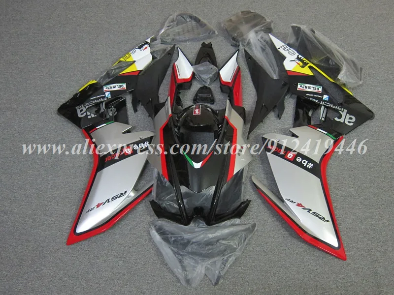 4Gifts New ABS Whole Fairings Kit Fit For Aprilia RSV4 1000 2016 2017 2018 2019 16 17 18 19 Bodywork Set Red Silver