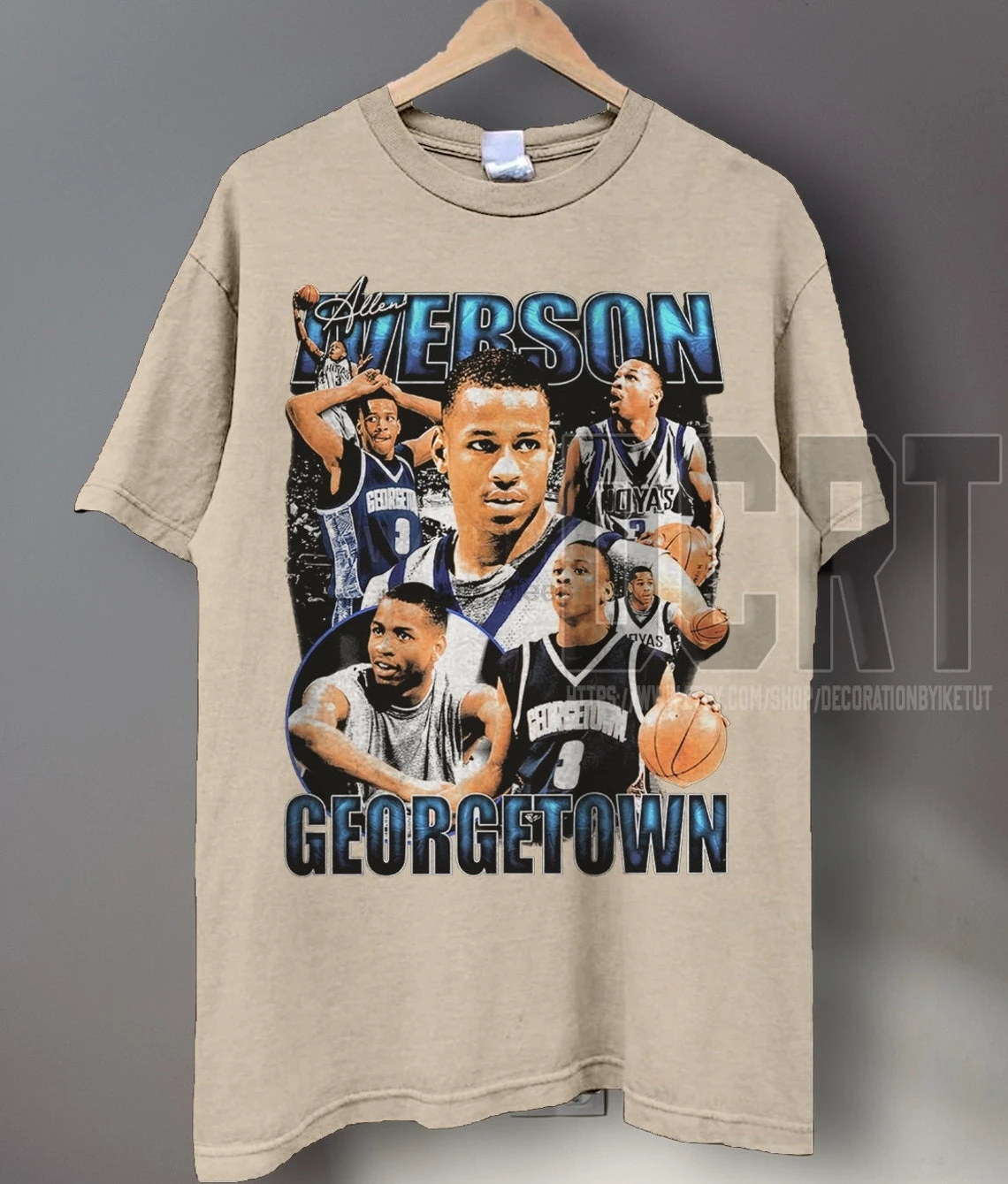 Vintage ALLEN IVERSON Georgetown Unisex T Shirt Basketball shirt