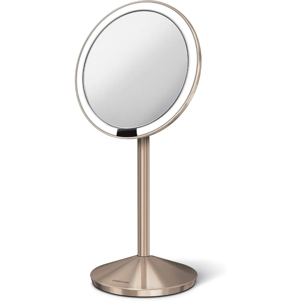 Sensor Mirror, Travel Makeup Mirror with Lights, 10X Magnification, Lighted, Round, Free Standing, 5