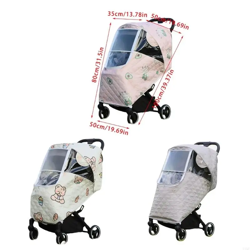 Y1QF Baby Pushchair Cover Baby Pram Rain Cover Breathable Windproof Cover Universal Dustproof Weather Shield