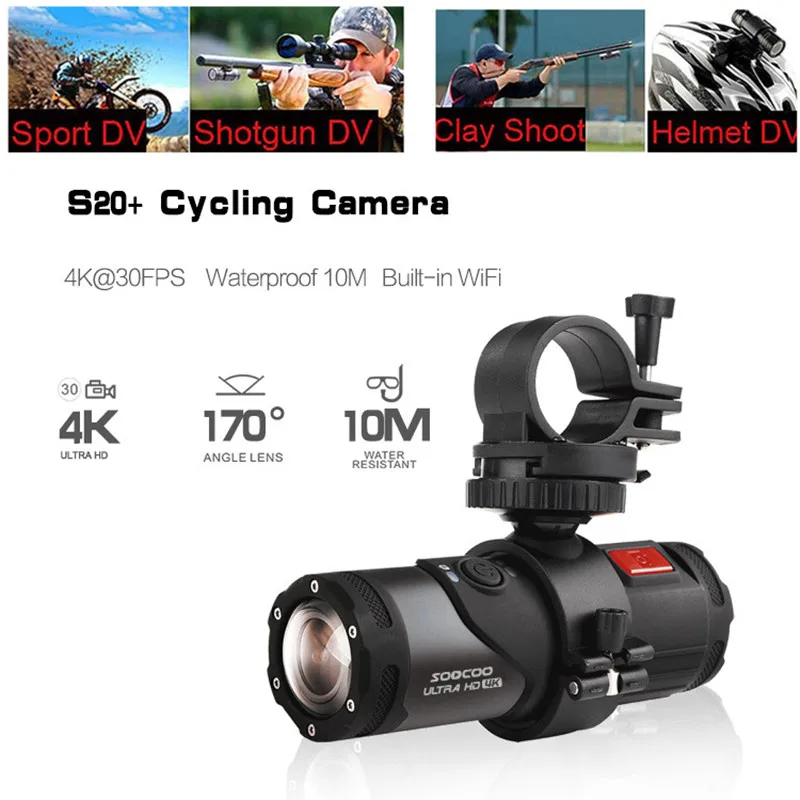 4K Action Video Camera WiFi APP Control 10M Waterproof 170 Fov Clay Shooting Hunting Helmet Cam Sports HD DV for Outdoor Extreme