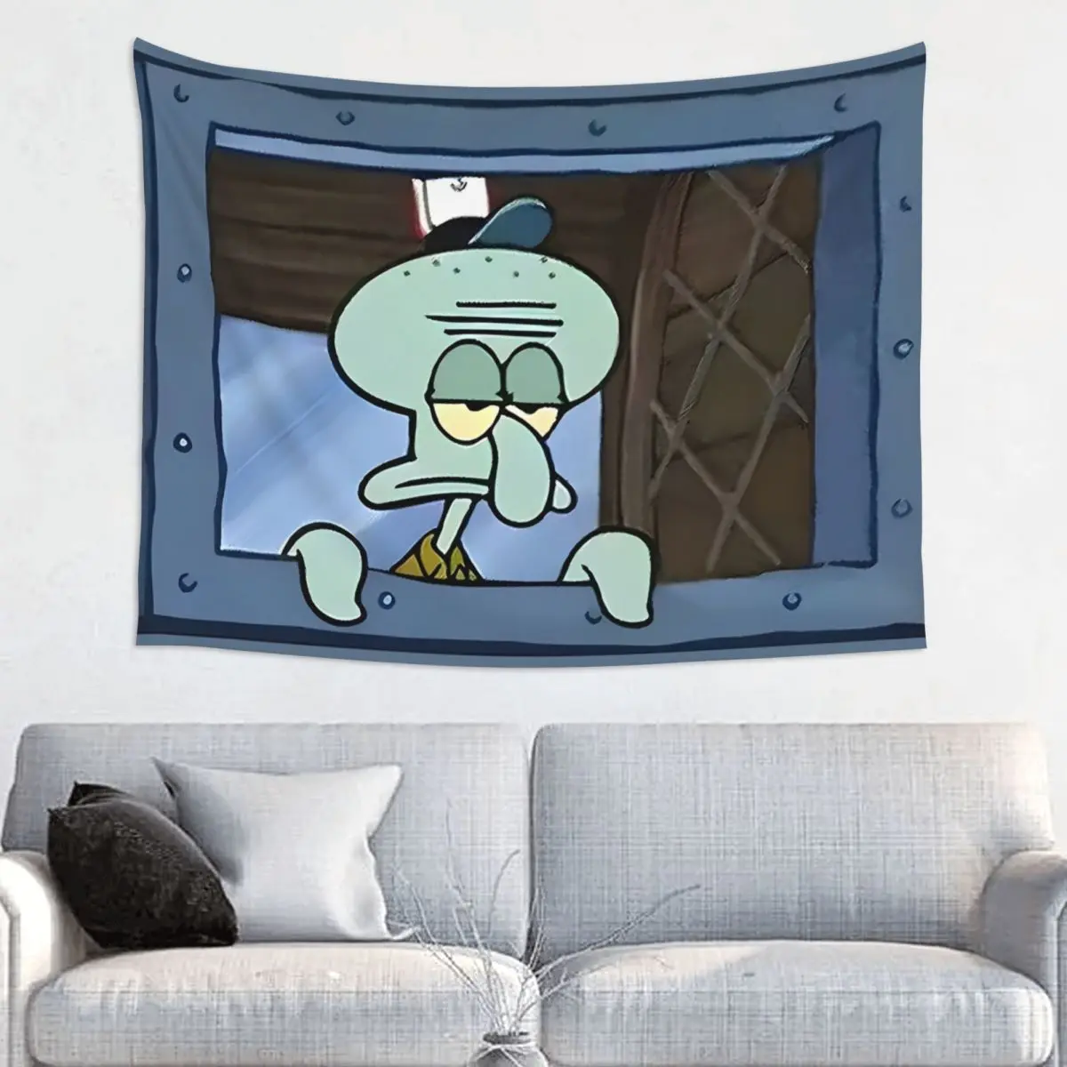 S-Squid Wards Hate Meme Tapestry Wall Hanging Tapestries for Living S-Sponge Room Bob Dorm Decor