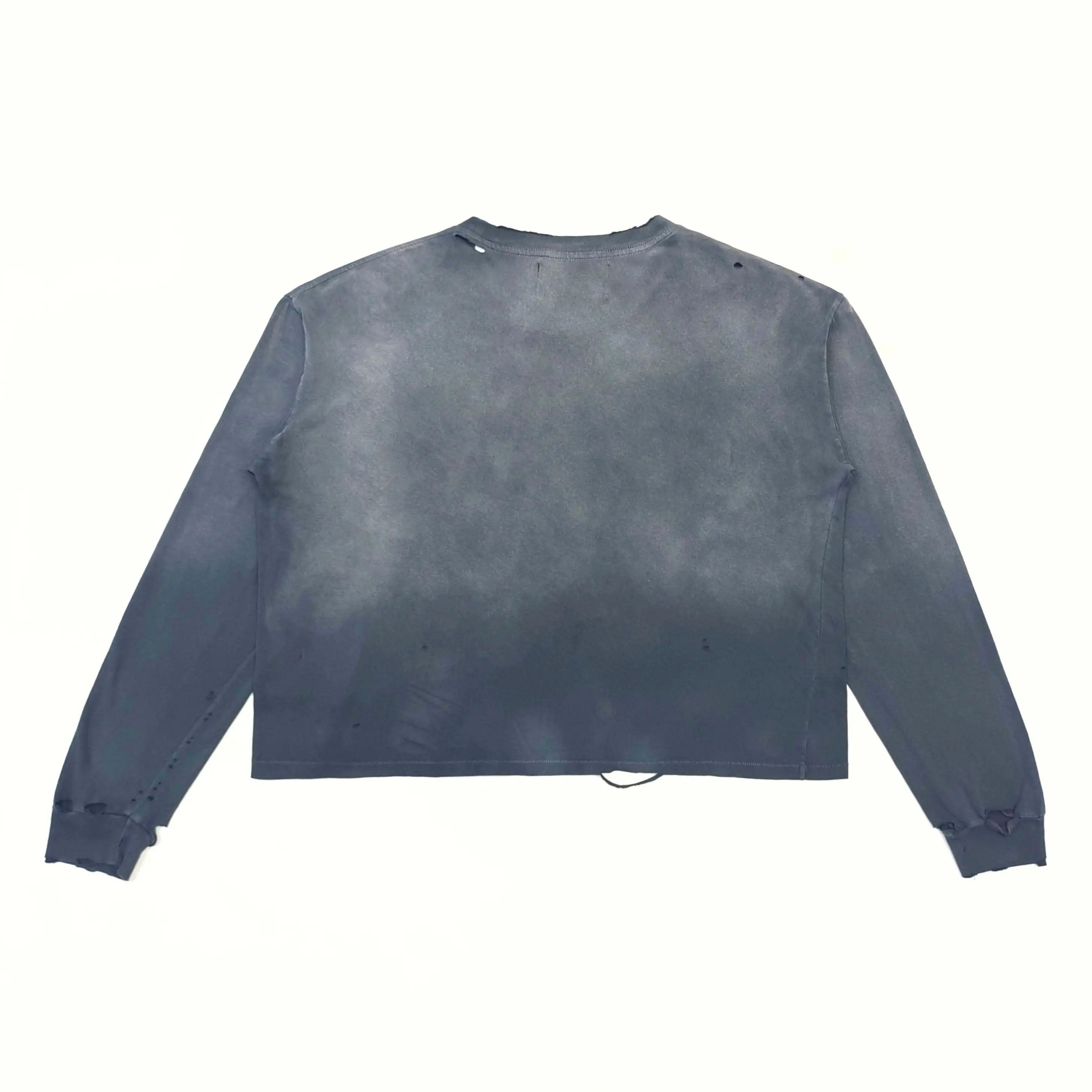 Paly hollywood blake letter print washed old ripped long sleeve t-shirt