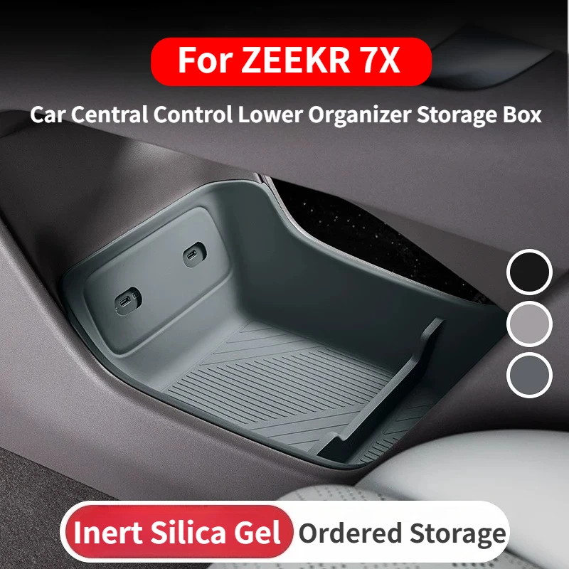 For Zeekr 7X Car Central Control Lower Level Organizer Storage Box Armrest Box Below Silicone Tray Auto Decorative Accessories