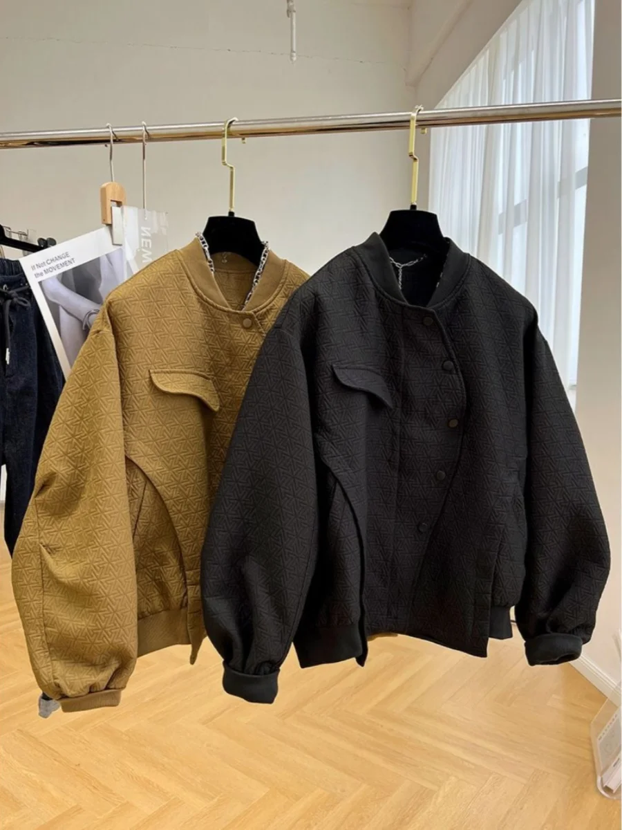 

Оверсайз бейсбольная куртка 300 Pou свободного кроя с геометрическим узором, весенне-осенняя верхняя одежда для молодежи, модная, стандартный крой рукавов