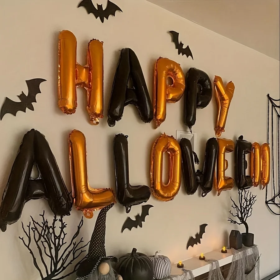26 teile/satz Halloween Glücklich Ballon Set Schwarz Fledermaus Wand Aufkleber Halloween Motto Party Familie Versammlung Party Hintergrund Liefert