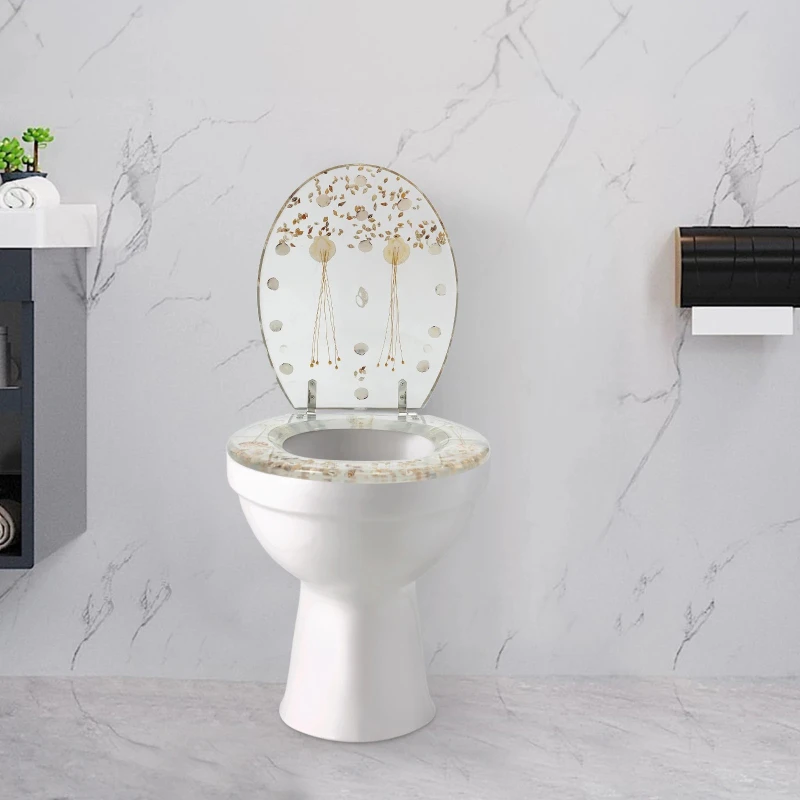 

42.5cm Soft Closing Resin Toilet Seat Lower-locked Toilet Mount fit U-shaped, V-shaped, and O-shaped toilets