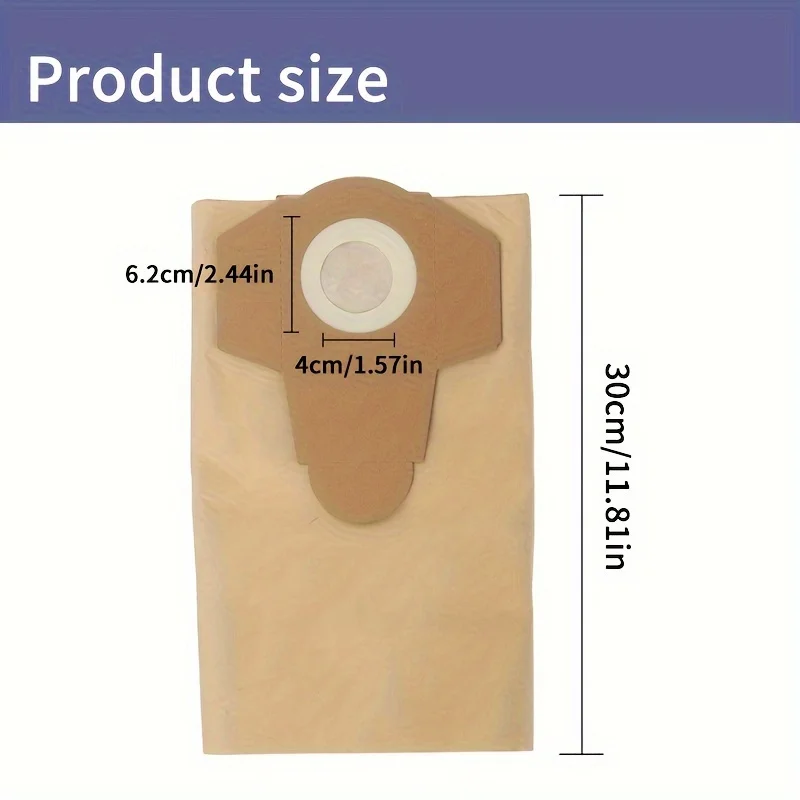 10pcs Premium vacuum cleaner bag compatible with Einhell 5.28 gallon wet/dry - efficient dirt catcher