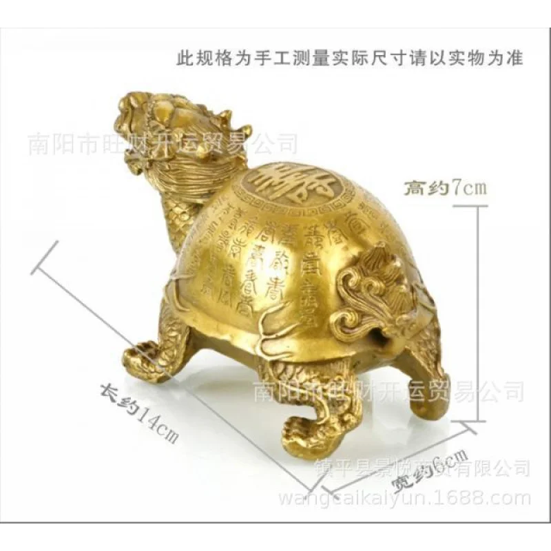 

Dragon Ornament Copper Longevity Character Turtle Home Office Decoration Craft