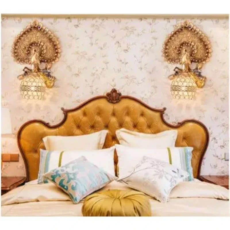 European  bedside  bedroom living room wall lamp creative personality aisle staircase peacock decorative lighting