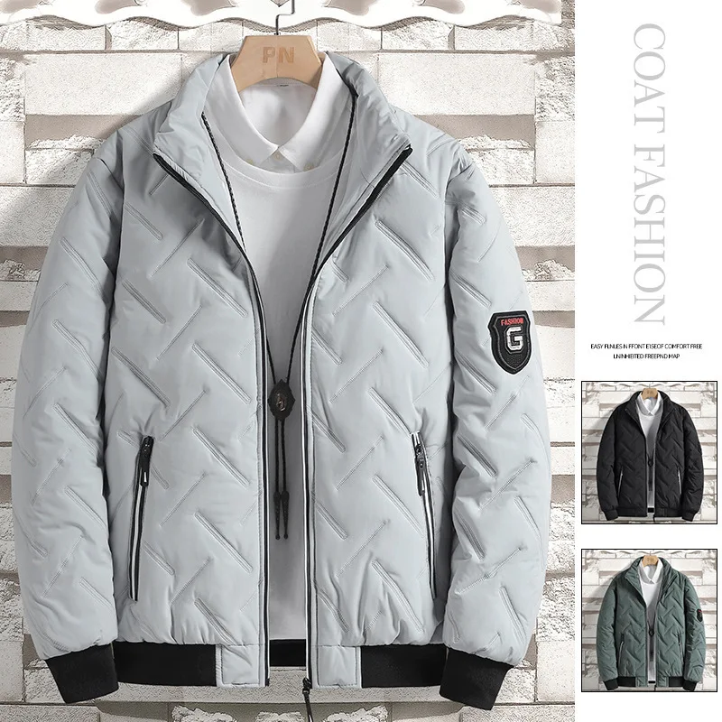 

Men's Jacket Autumn Winter New Men's Cotton Coat Korean Style Trendy Short Stand Collar Lightweight Puffer Jacket