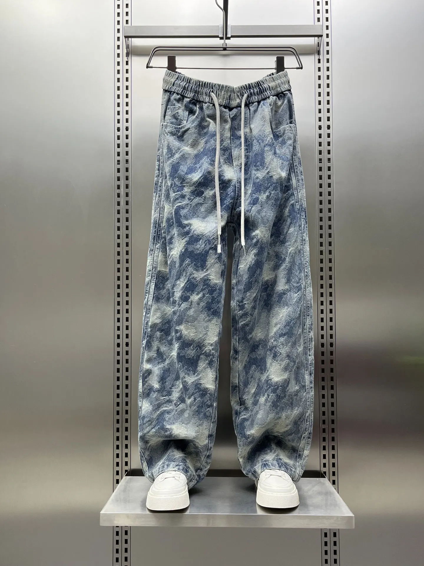 

Мужские повседневные утепленные джинсы с вышивкой, свободные прямые брюки с широкими штанинами, модные осенне-зимние джинсы