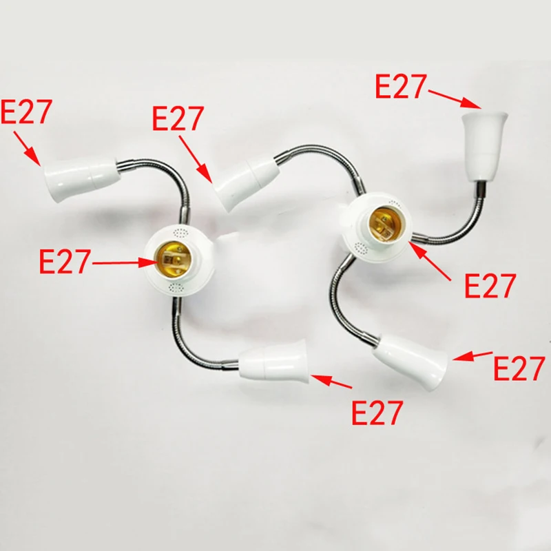 Extension Hose 3 4 5 6 Way E27 Lamp Holder E27 to E27 Multi Head Hose Lamp Socket Fitting Gooseneck Lamp Holder A6