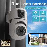 10MP Dual Lens IP Camera Outdoor Wifi Surveillance Camera PTZ Dual Screen AI Auto Tracking Security Protection Video Waterproof