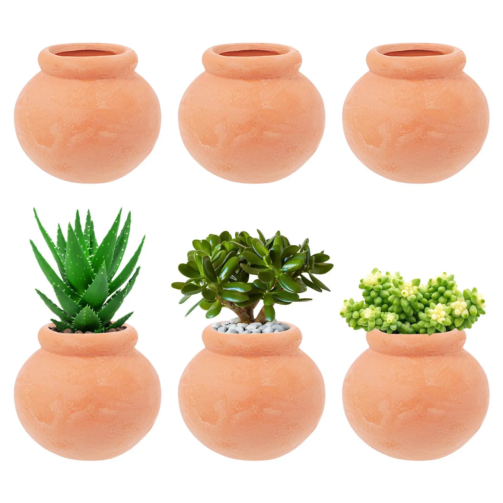 

6 Pcs Succulent Flower Pot Small Plant Pots Mini Clay Desk Planters for Indoor Plants Tiny Succulents Breathable