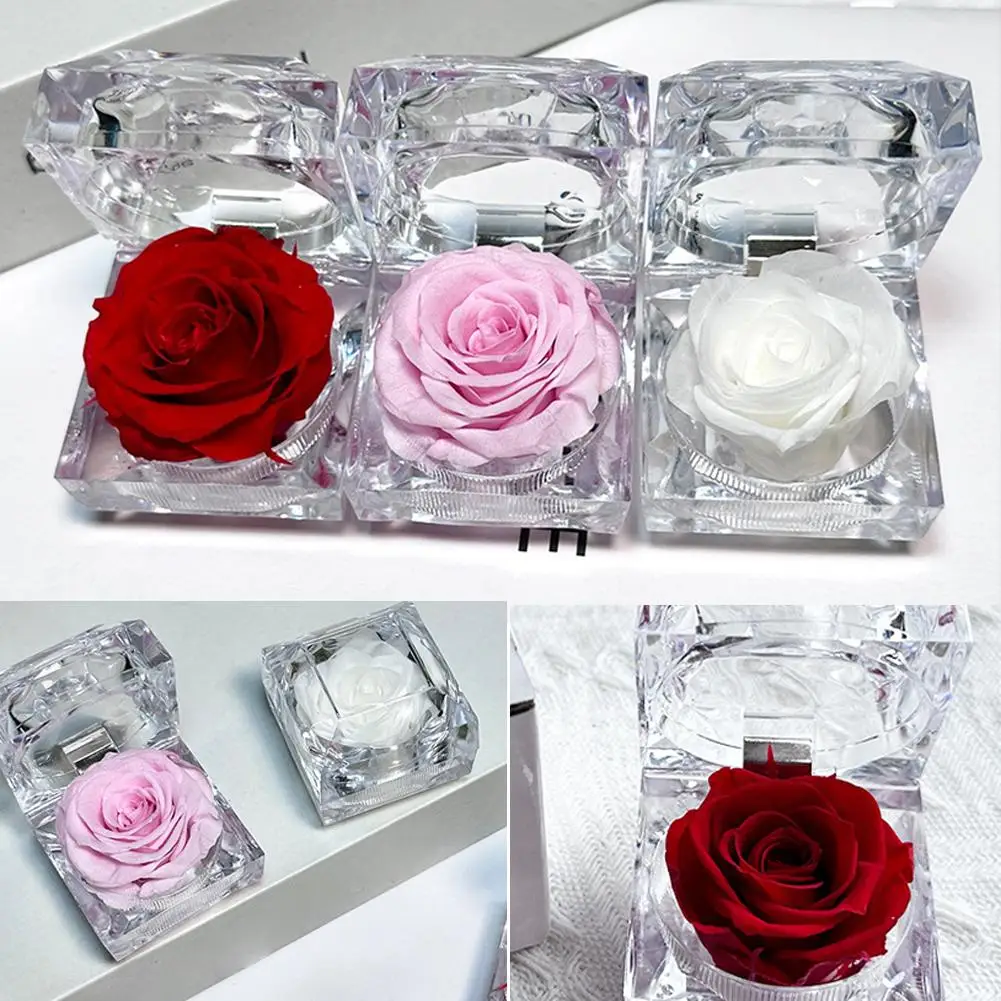 

Rose Eternal Flower Acrylic Transparent Jewelry Box Box Wedding Valentine's Rose Day Gifts Birthday Packaging Display Box P Y2A7