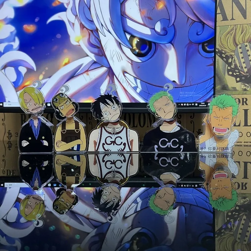 One Piece Anime Acrílico Figura Em Pé, Luffy, DIY, Swinging Cabeça Ornamento, Modelo de Cartão, Desktop Decoração, Brinquedos, Ornamentos