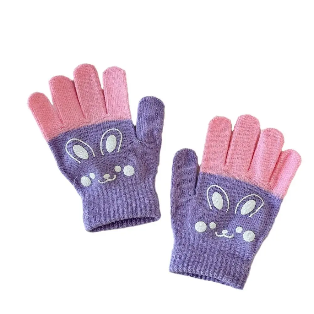 

Cartoon Bear Gloves Knitted Korean Style Knitting Mittens Winter Warm Full Finger Gloves for 4-8 Year Old Boys Girls