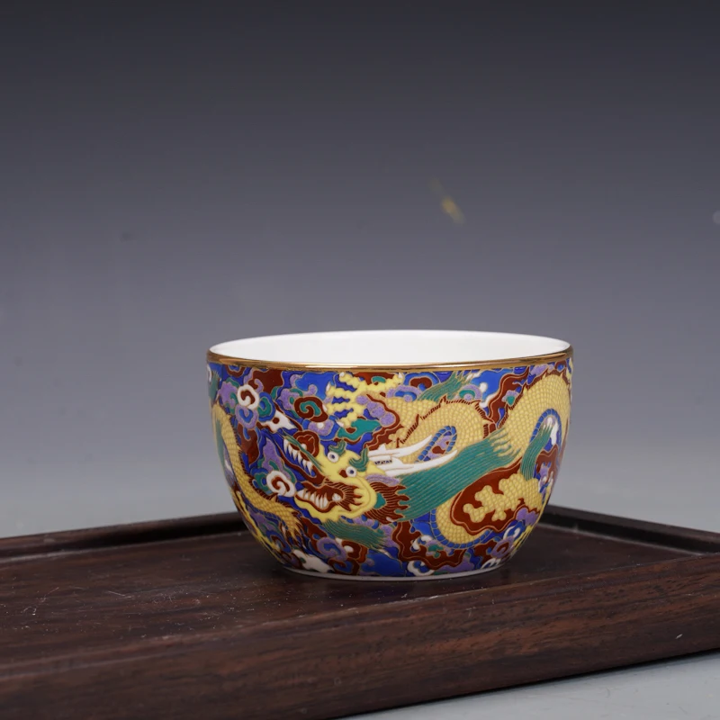 Master Cup Antique Enamel Qing Qianlong Dragon Pattern Cup Ceramic Tea Cup