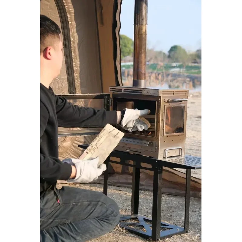 Stainless Steel Portable Multifunctional Camping Stove Outdoor Wood-Burning Fireplace Tent Tours Multifuel Heating