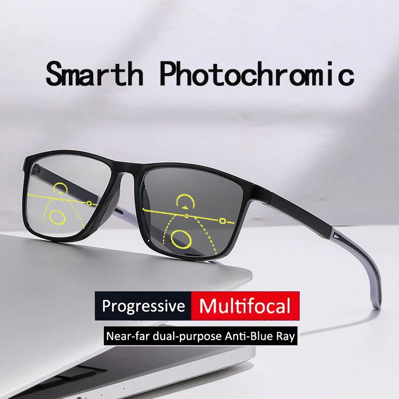 Photochrome progressive multifokale Tr-Sport-Lesebrille mit Blaulichtschutz für Nah- und Fernsicht004