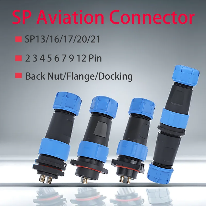 Waterproof Aviation Plug SP13 SP16 SP17 SP20 SP21 Connector Male Female Docking Connector 2 3 4 5 7 9 10 12 Pin Terminals