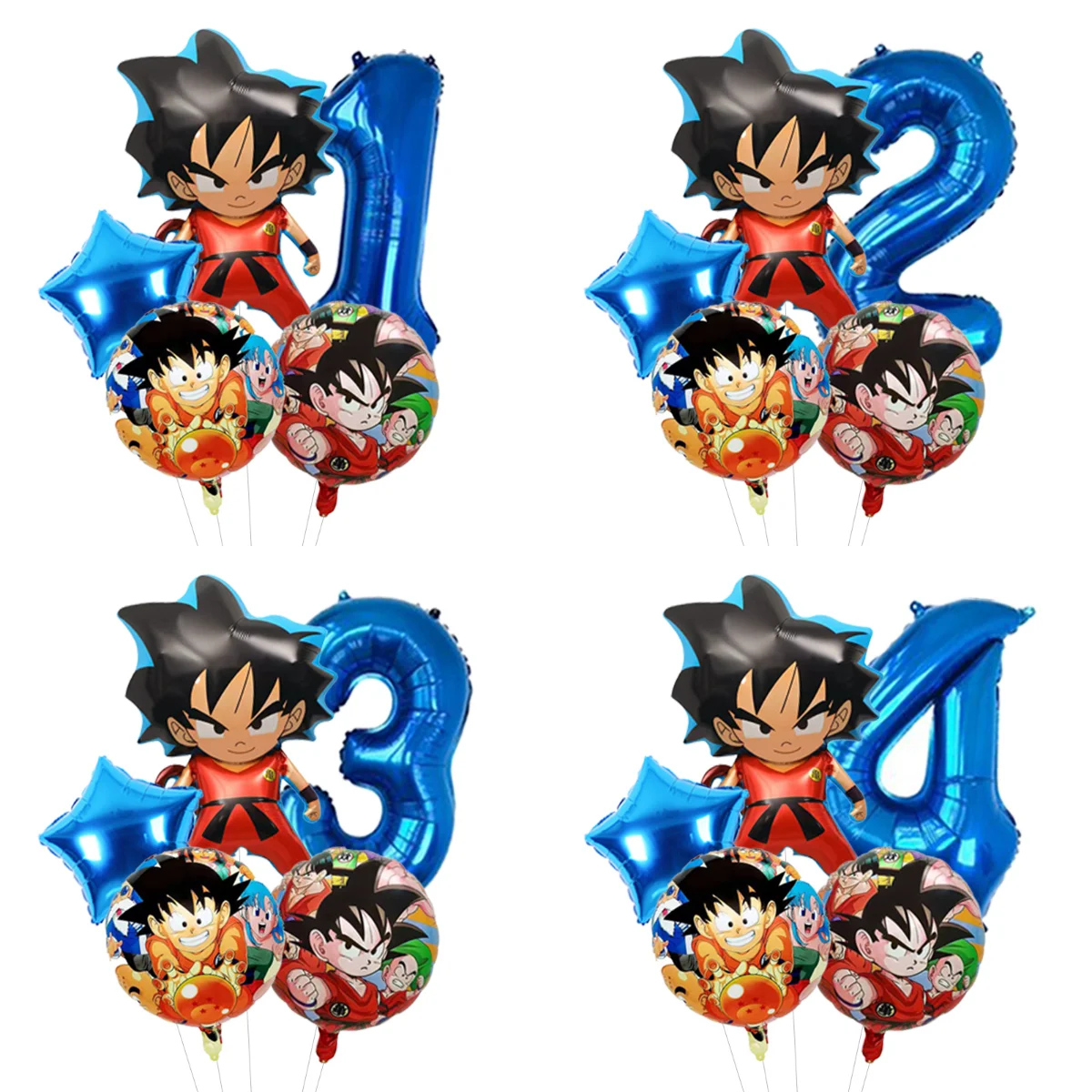 

Dragon Ball Z Balloon Bouquet Four Star Dragon Ball Foil Mylar Bunch with Goku Themed Latex for Anime Birthday Party Decor