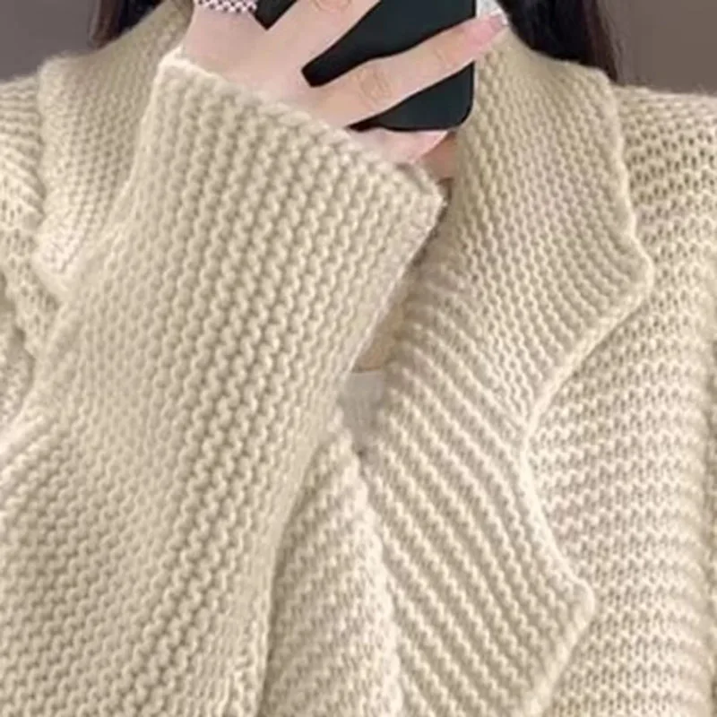 秋冬カーディガンセータージャケット女性2025新作ファッションルーズミディアムロングニットセーターコート女性カジュアルアウターウェアレディース