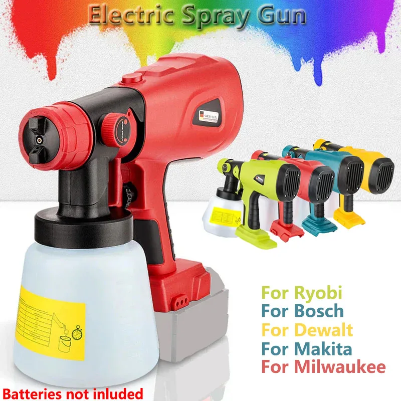 

800ML Electric Spray Gun Handheld Cordless High Power Electric Paint Sprayer for Makita/Dewalt/Bosch/Milwaukee/Ryobi 18V Battery