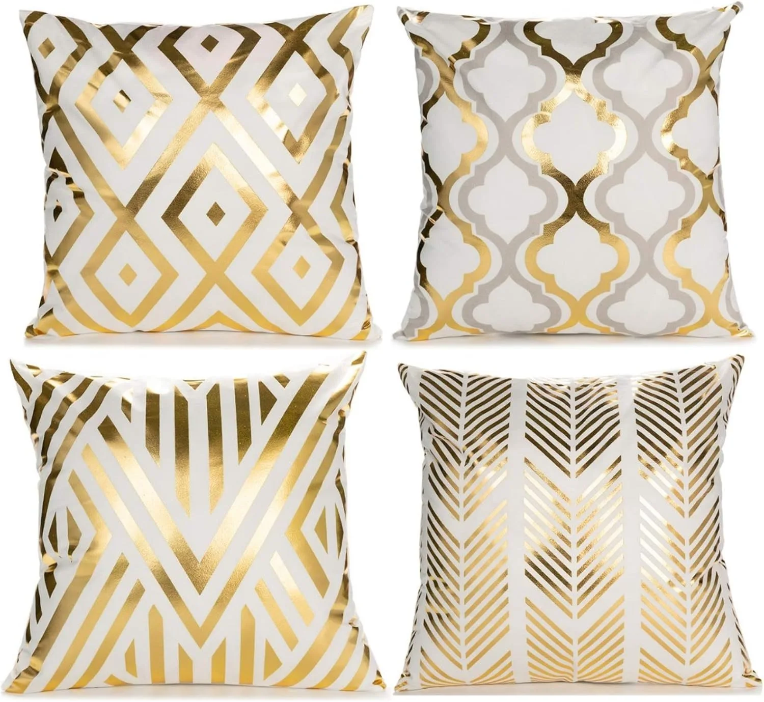 Glamorous Gold Geometric Pattern PillowcasesLiving room sofa cushion cover, soft and comfortable, bedroom room decoration