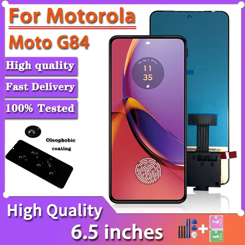 6.5“AMOLED For Motorola Moto G84 LCD Display Touch Panel Screen Digitizer Assembly Replacement For MotoG84 LCD With fingerprint