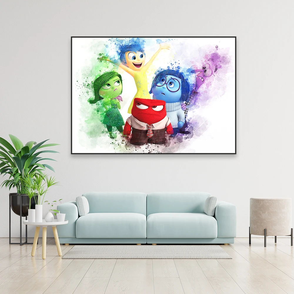 Disney Inside Out Movie Watercolor Poster Lilo and Stitch Canvas Painting Cartoon Kids Wall Art Abstract Prints Bedroom Decor