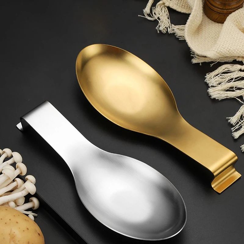 Fish Shape Thickened Stainless Steel Spoon Rest Food Clip Hot Pot Spoon Tray Hotel Restaurant Kitchen Utensil Holder Shelf Tray