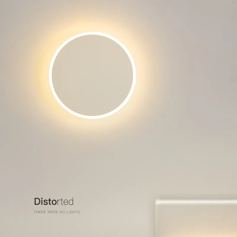 

Простой настенный светильник, светодиодный прикроватный светильник, современный скандинавский круглый теплый светильник для главной спальни, креативный фон для гостиной